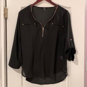 Sheer black quarter sleeve blouse!
